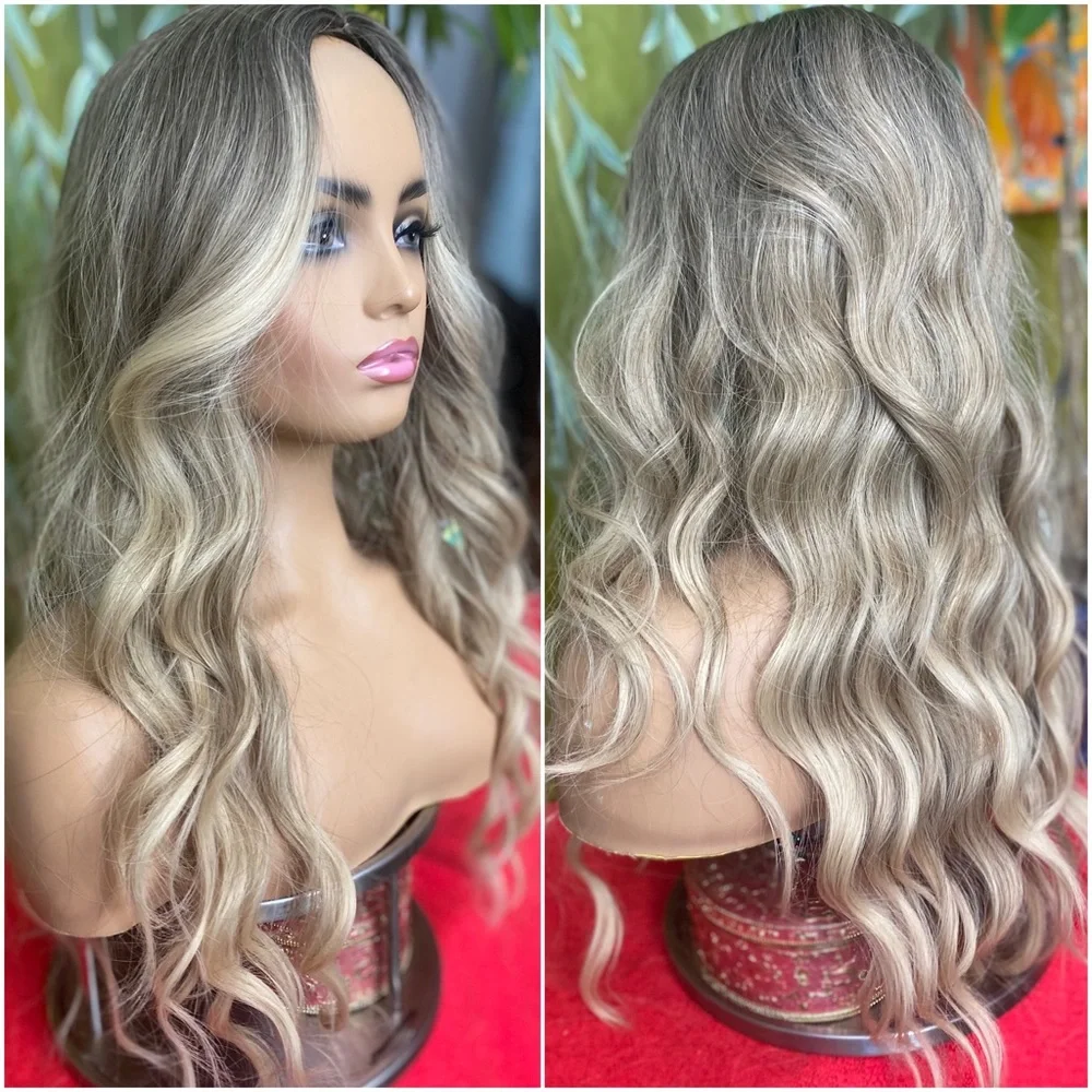 mixed blonde face framing highlights wig